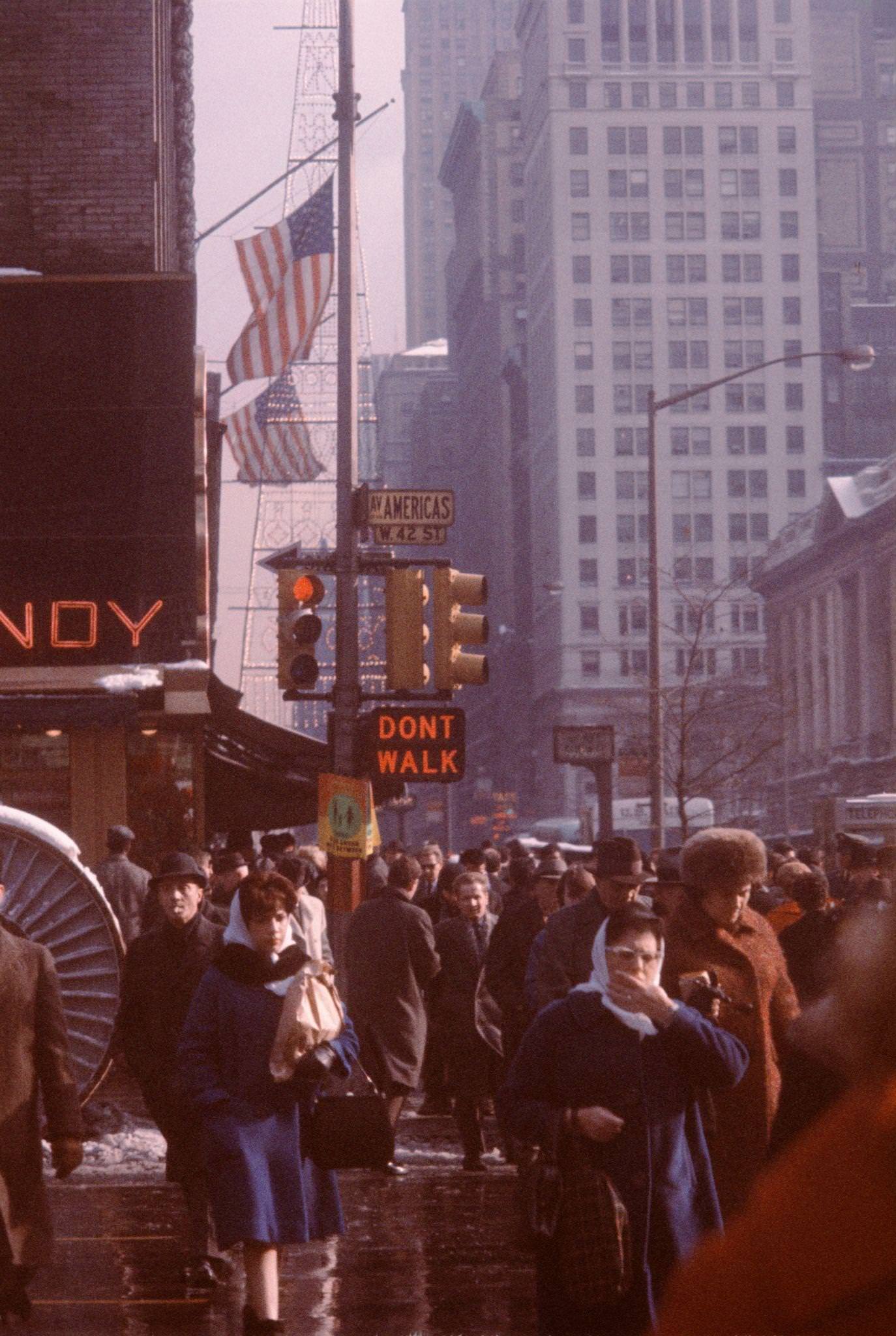 Crowd On 42Nd And Avenue Of The Americas, Manhattan, 1962