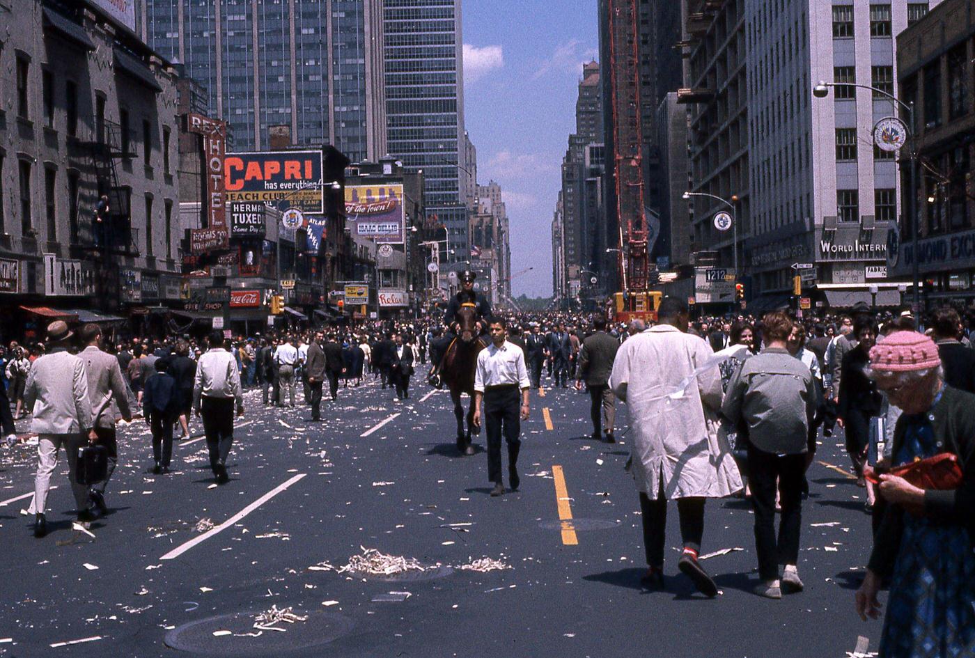 People Walk Along 6Th Avenue After Gordon Cooper'S Ticker Tape Parade, Manhattan, 1963