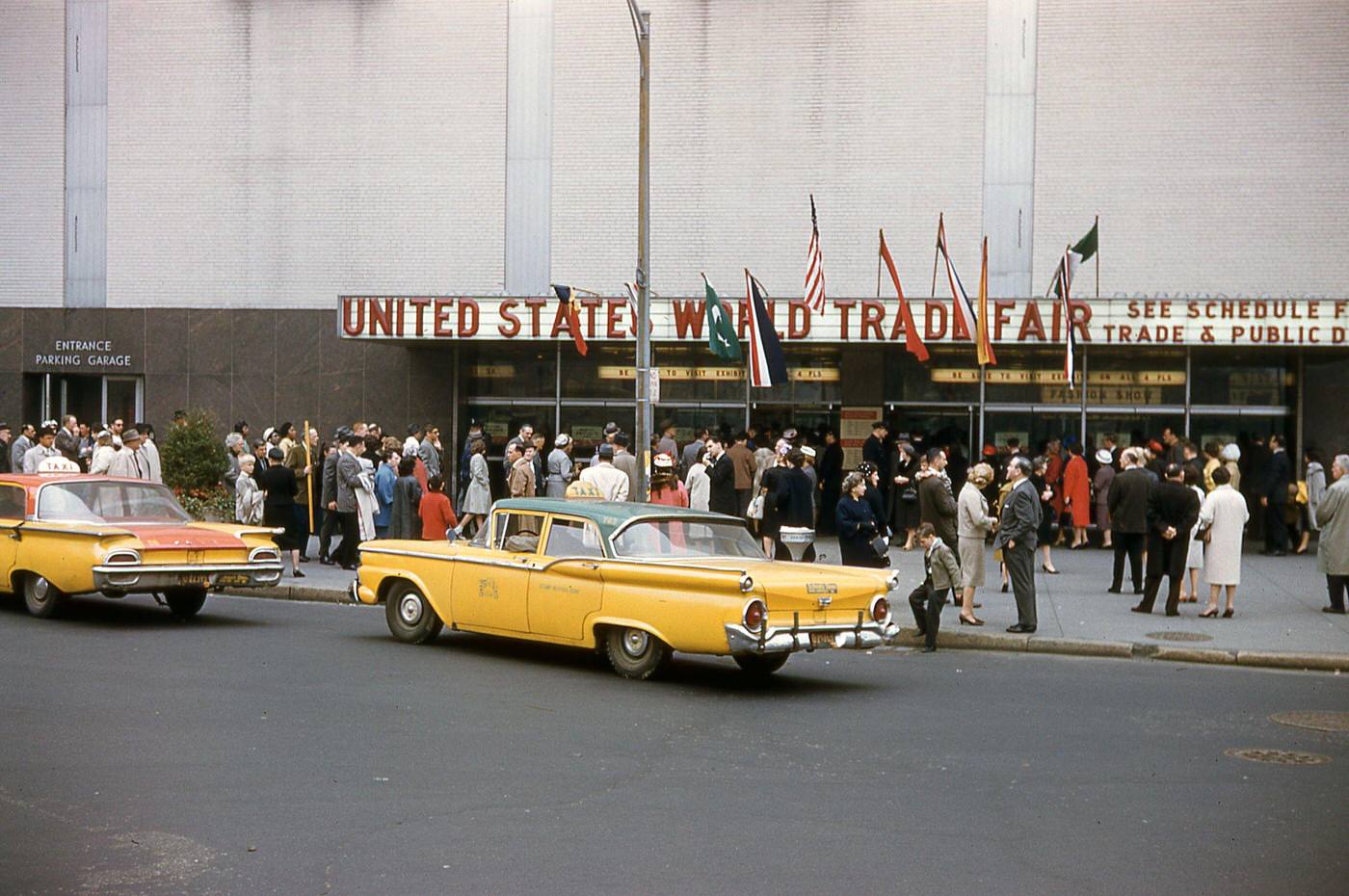 Crowd Gathered In Front Of The New York Coliseum In Columbus Circle, Manhattan, 1963