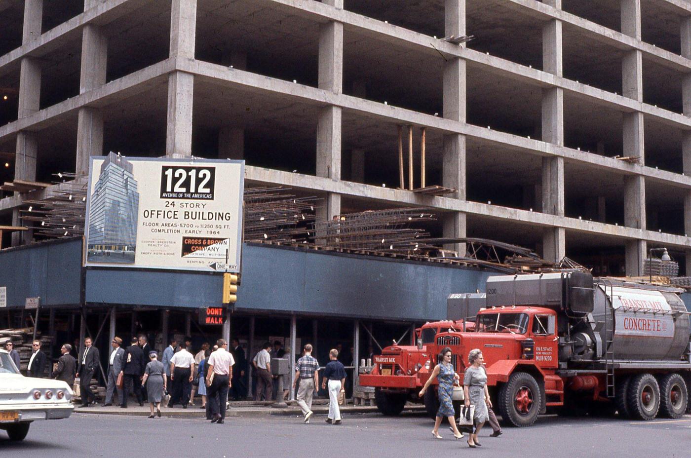 Construction Of Office Building At 1212 Sixth Avenue In Midtown Manhattan, 1963