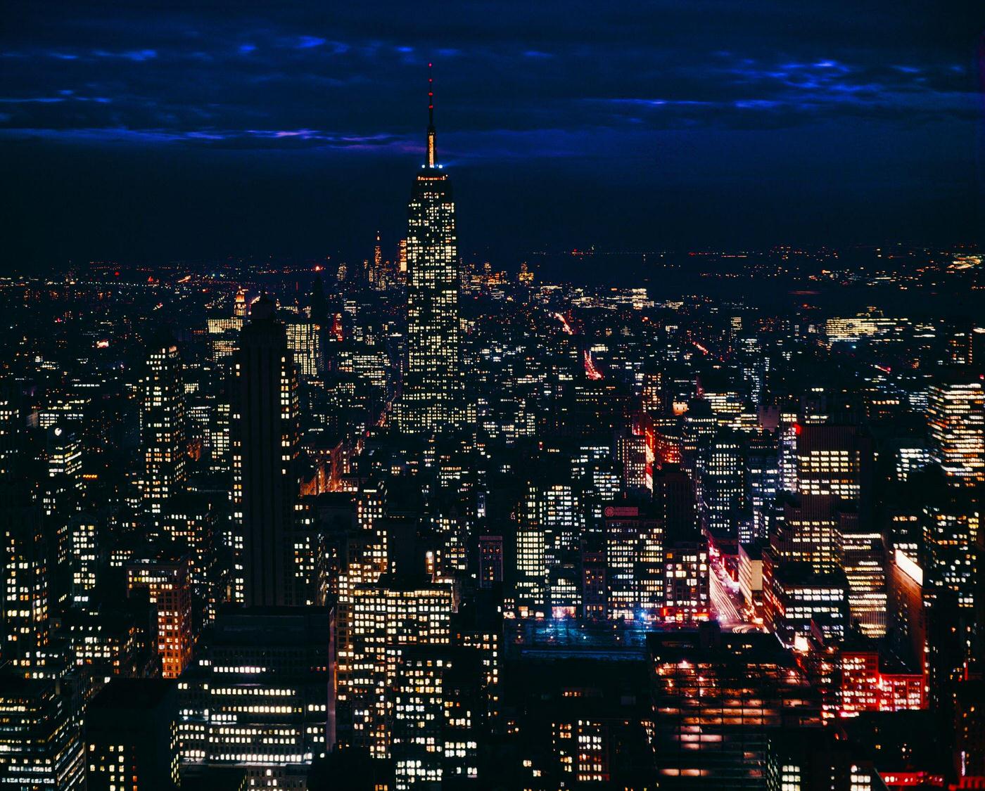 New York City At Night, Manhattan, 1960