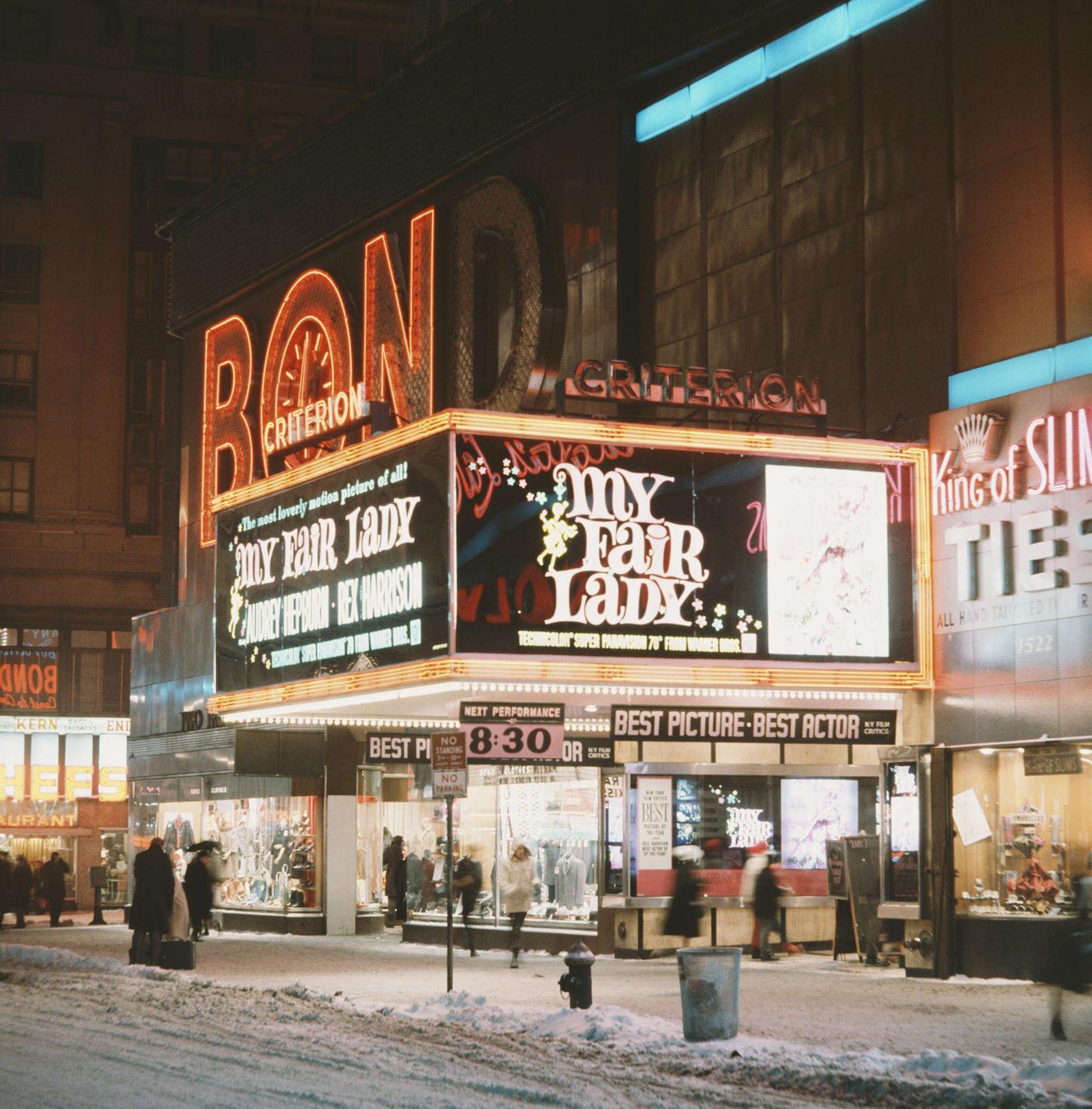 The Criterion Theater On Times Square With Bond Clothes Behind, Manhattan, 1965