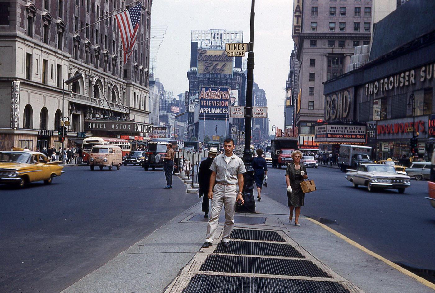Pedestrians At The Intersection Of Broadway &Amp;Amp; 7Th Avenue, Times Square, Manhattan, 1960