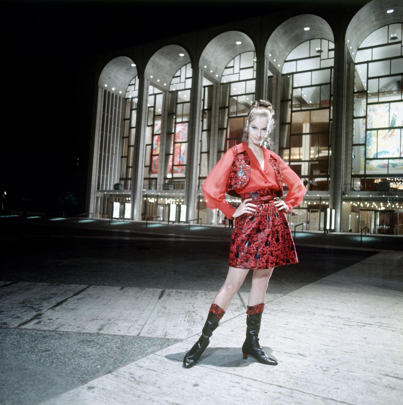 Susan Farrell Posing At Lincoln Center, Manhattan, 1969