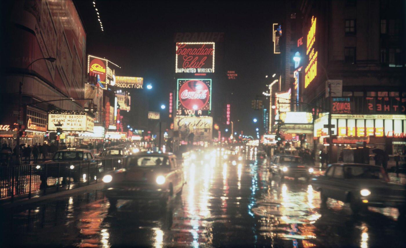 Night View Of Times Square, Broadway And 7Th Avenue, Manhattan, 1967