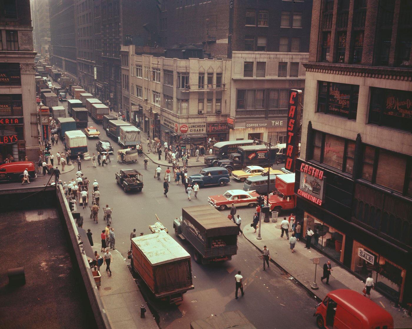 Intersection In Midtown Manhattan During Rush Hour, 1966