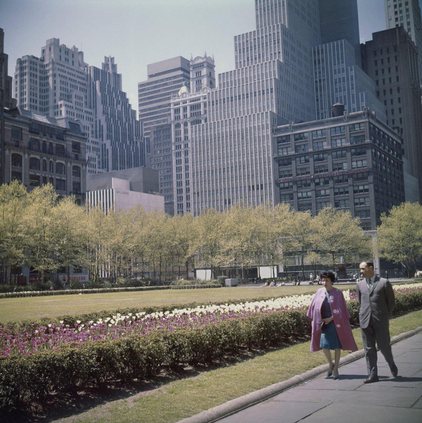 Couple Walking In Bryant Park, Manhattan, 1962