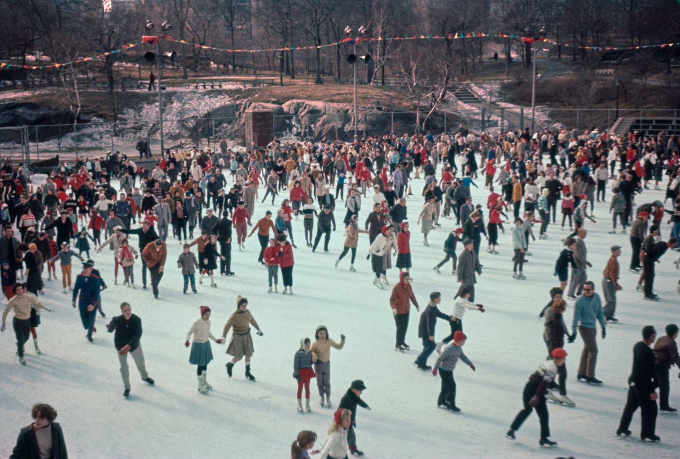 Ice Skating On Wollman Rink, Central Park, Manhattan, 1965