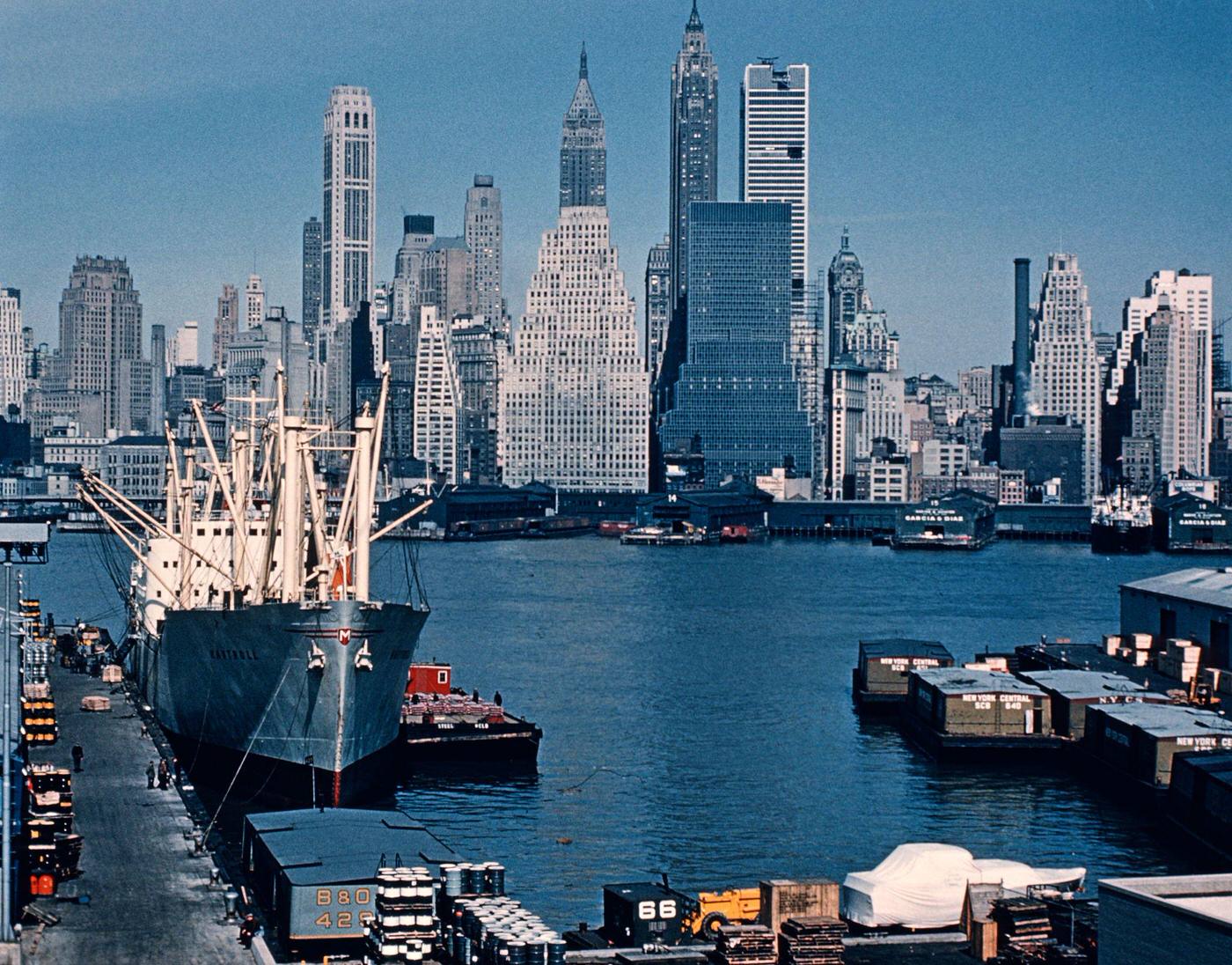 Manhattan Skyline Across East River From Brooklyn, Manhattan, 1960