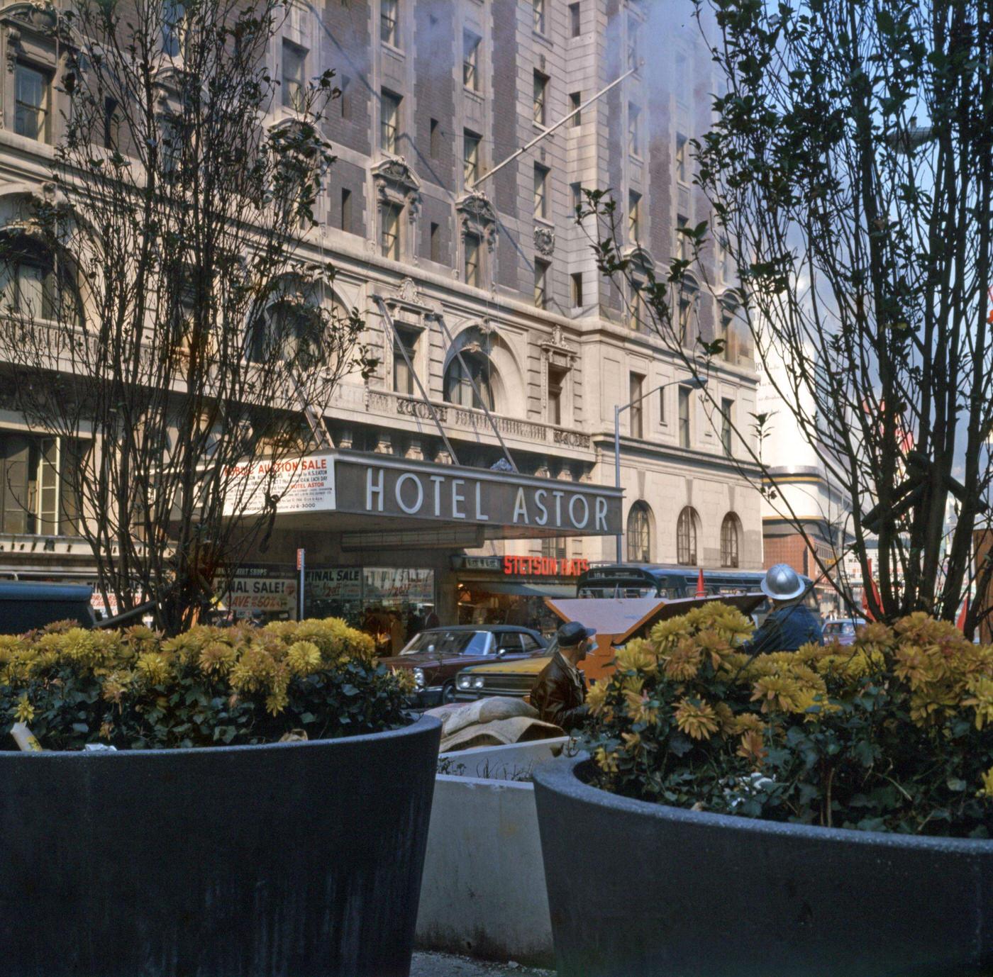Exterior Shot Of Hotel Astor In Times Square, Manhattan, 1966