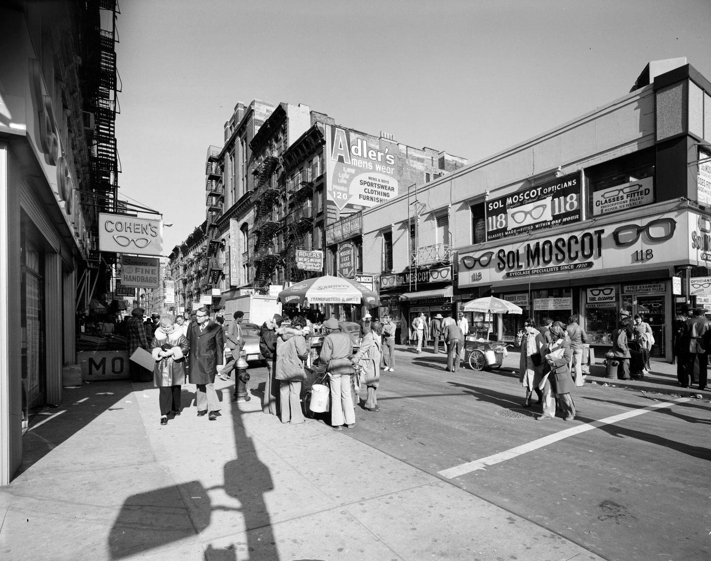 View Looking North On Orchard Street From Delancey Street, Manhattan, 1977.