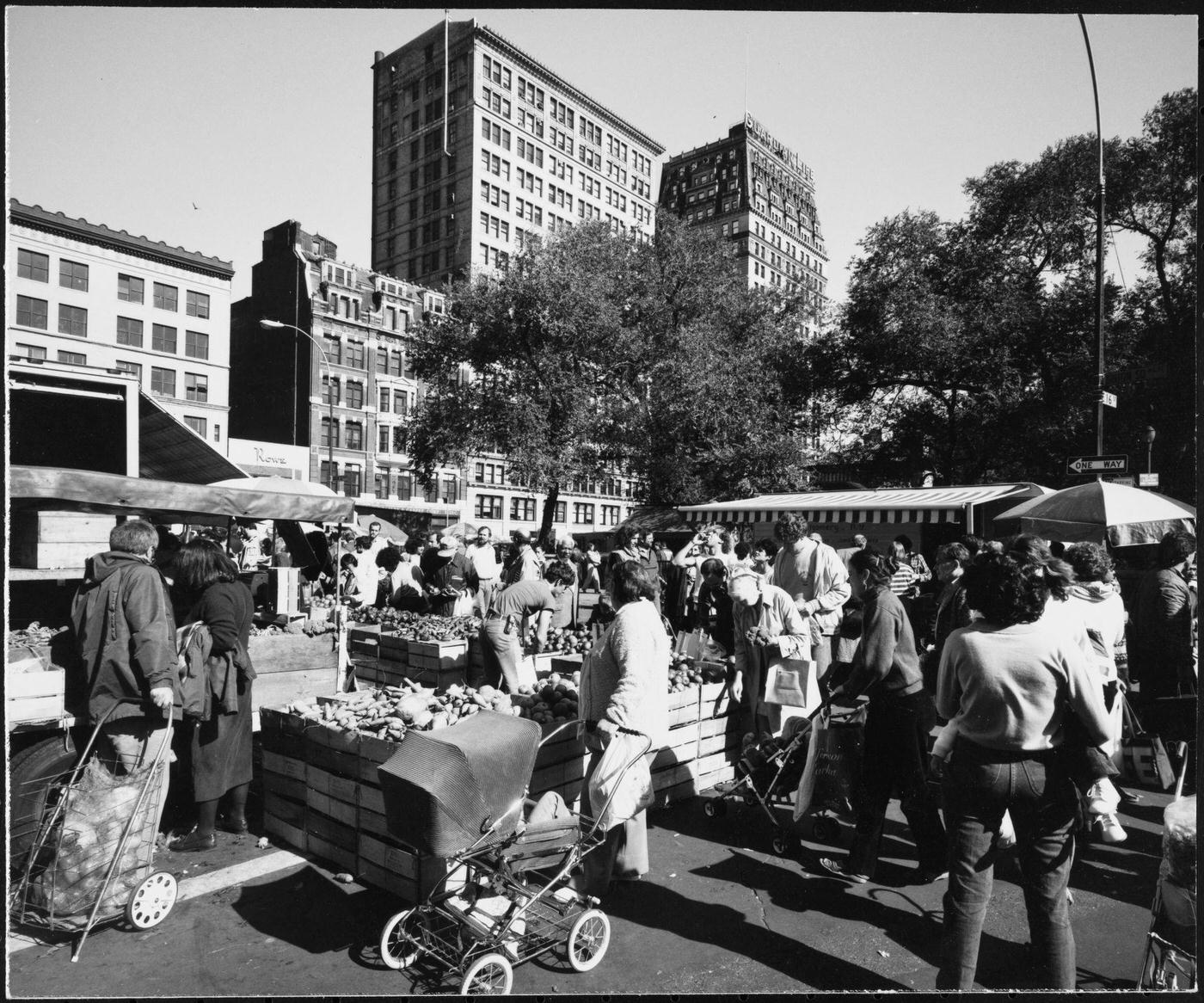 Shoppers At The Union Square Greenmarket, Manhattan, 1976.