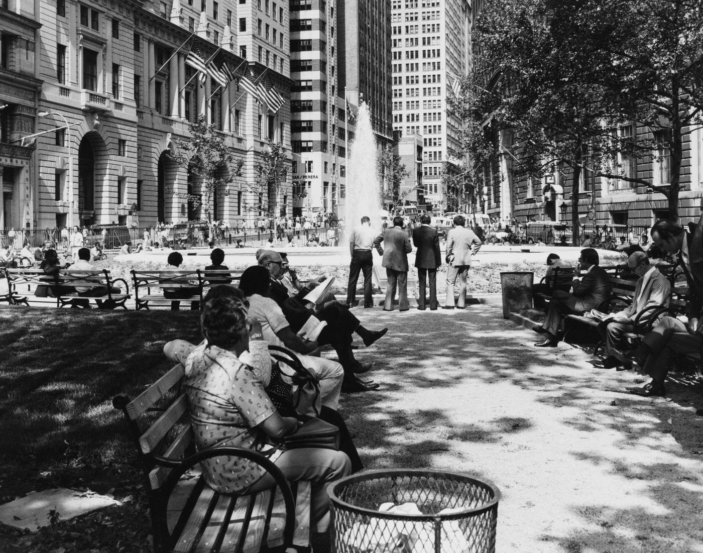 People In Bowling Green In Lower Manhattan, Manhattan, 1975.