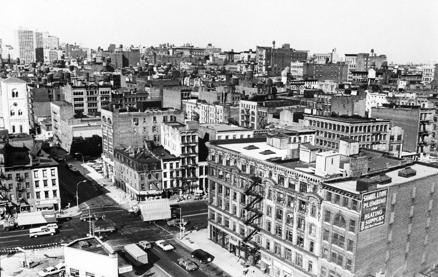 View Northeast Across Rooftops Of Soho Showing Intersection Of Canal Street And West Broadway, Manhattan, 1978