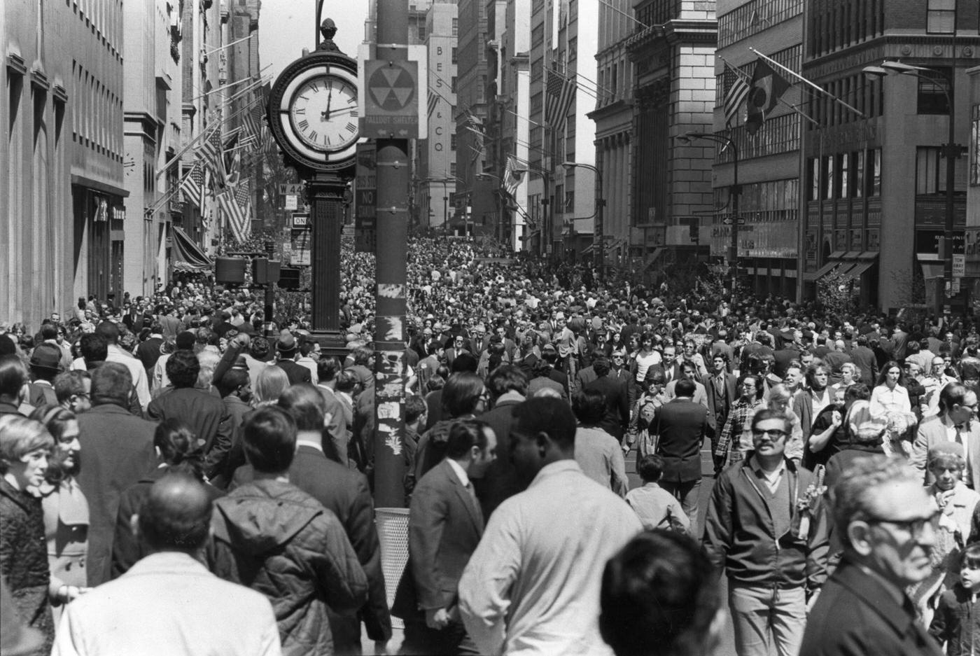 Earth Day Celebration On 5Th Avenue With Thousands Of People, Manhattan, 1970