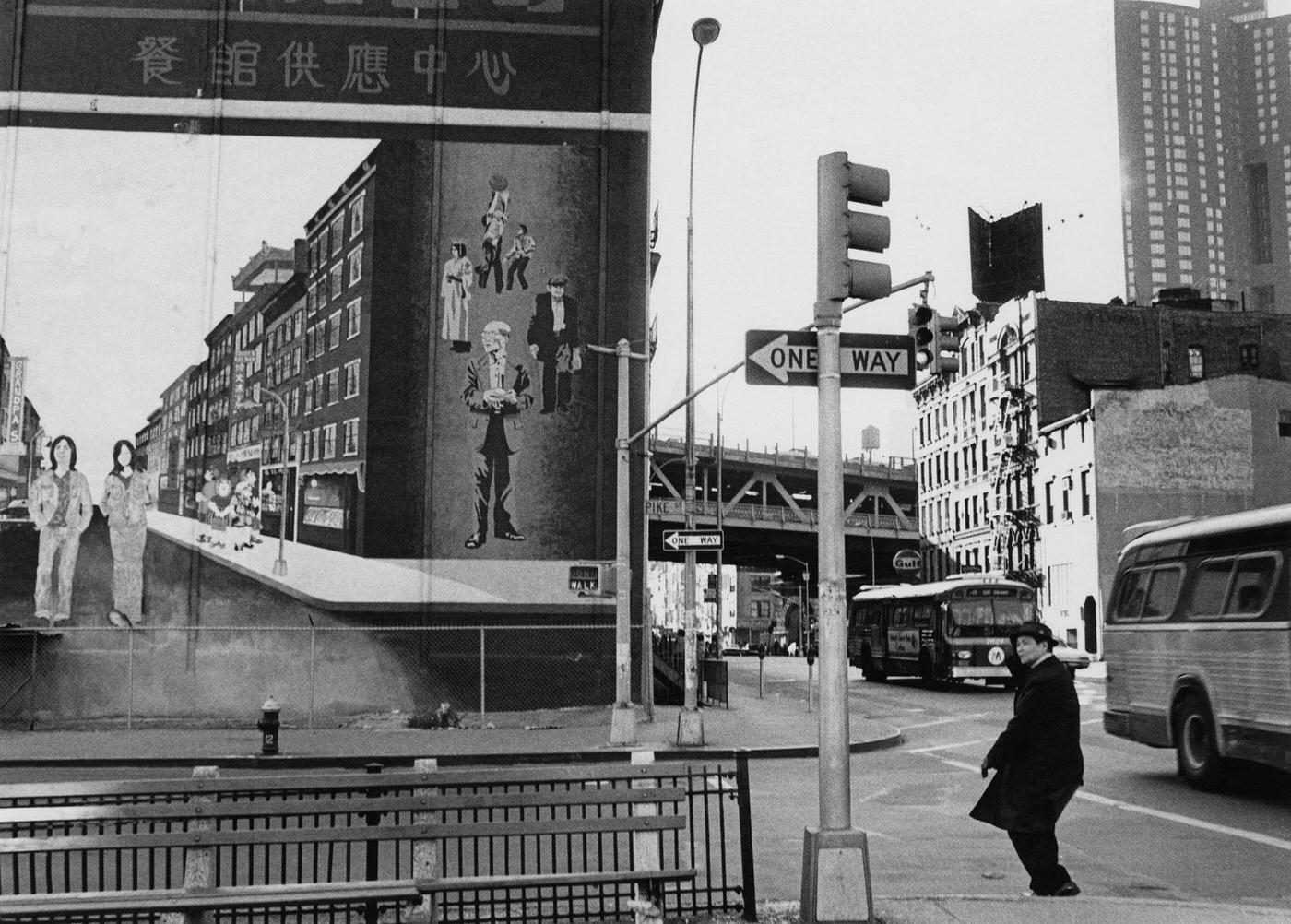 Mural On Pike Street, Lower East Side, Chinatown, Manhattan, 1975