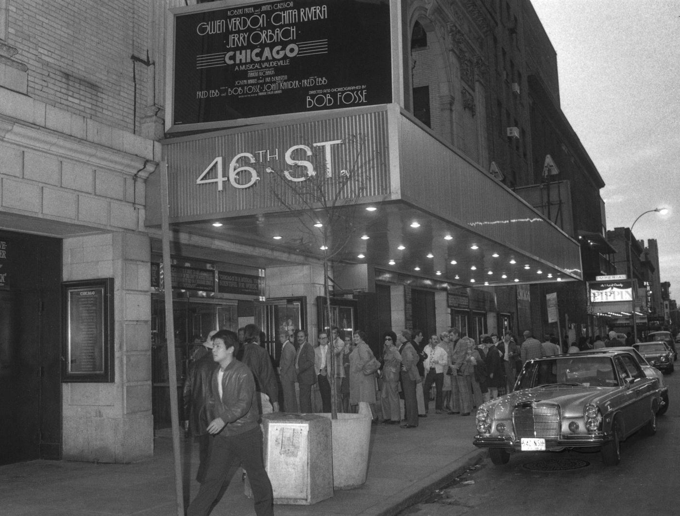 Ticket-Seekers Line Up For &Amp;Quot;Chicago&Amp;Quot; Musical, 46Th Street Theater, Manhattan, 1975