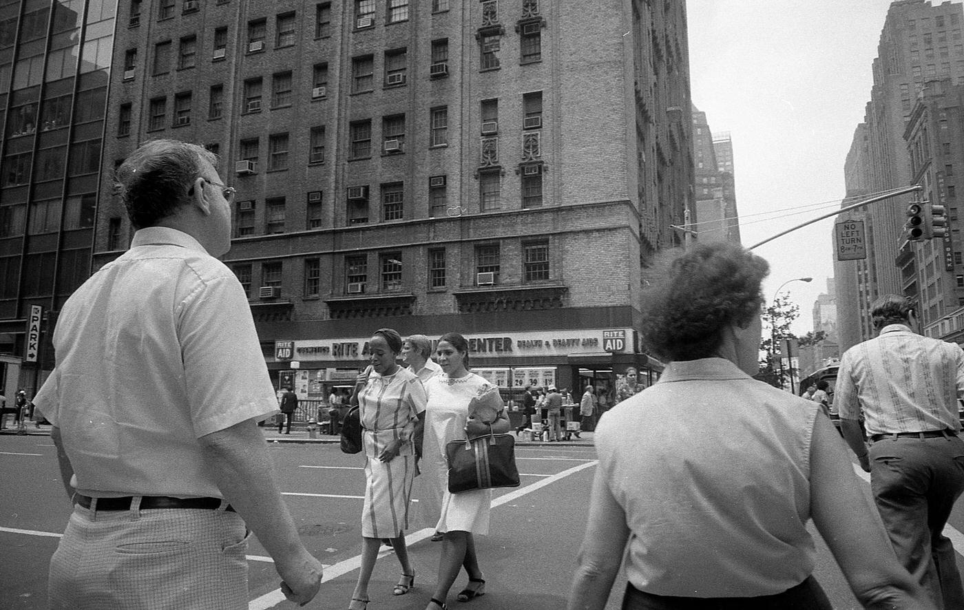 Pedestrians Crossing 7Th Avenue At West 57Th Street, Manhattan, 1979