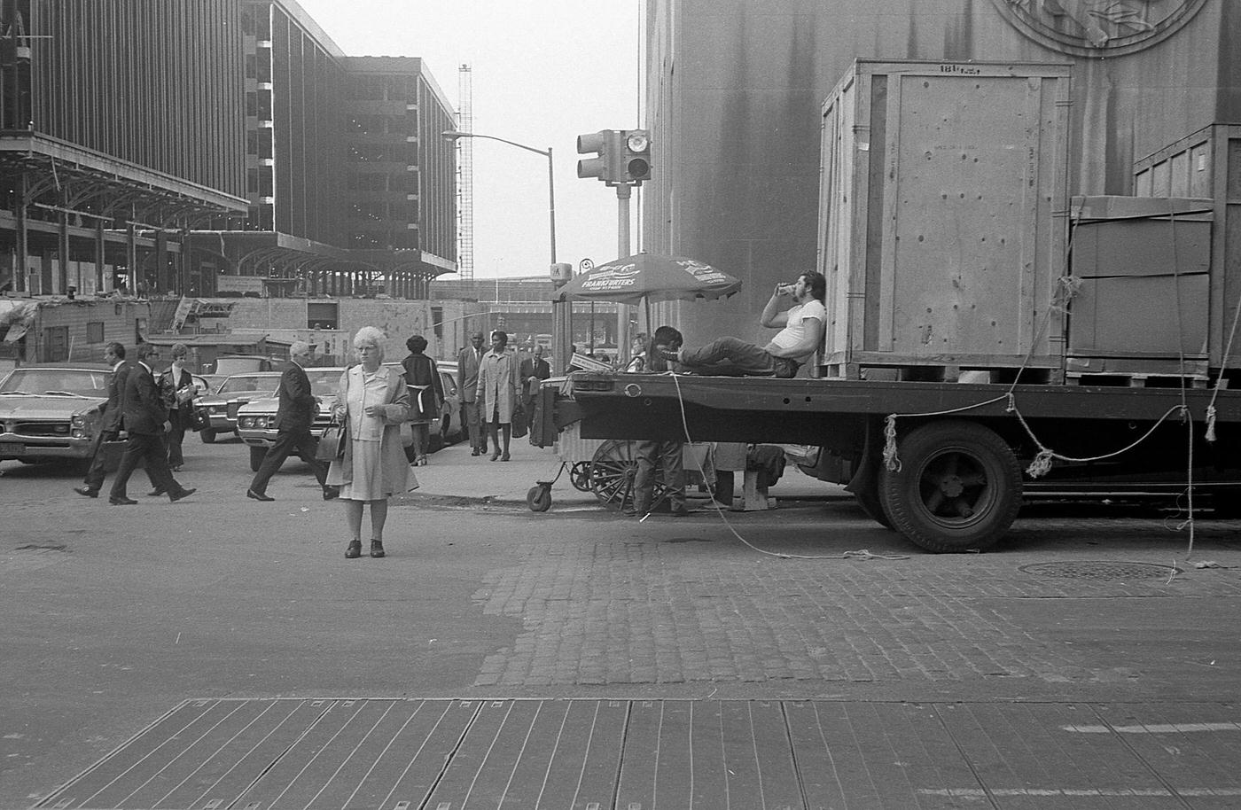 View Of Pedestrians At Church And Vesey Streets, Manhattan, 1971