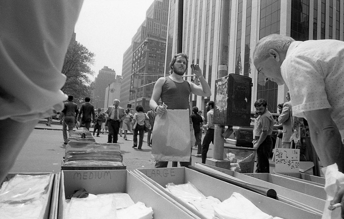 Street Vendor Selling T-Shirts On West 42Nd Street And 6Th Avenue, Manhattan, 1979