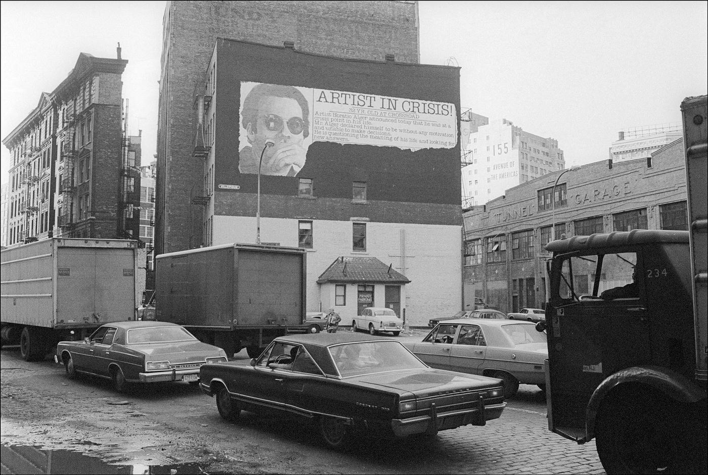 Traffic Passing 'Artist In Crisis' Mural At Broome &Amp;Amp; Thompson Streets, Manhattan, 1977