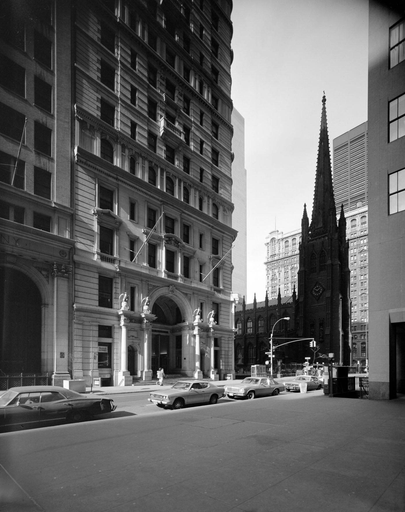 Empire Apartments, 71 Broadway With Trinity Church Visible, Manhattan, 1975