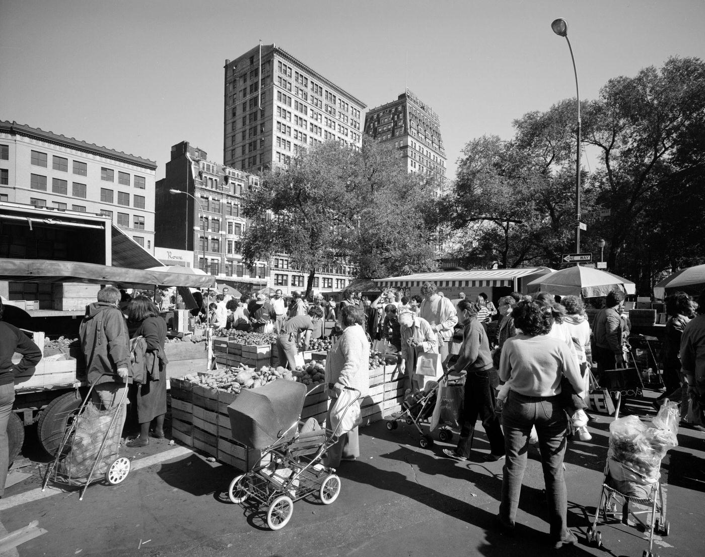 People Shopping At The Union Square Greenmarket, Manhattan, 1976