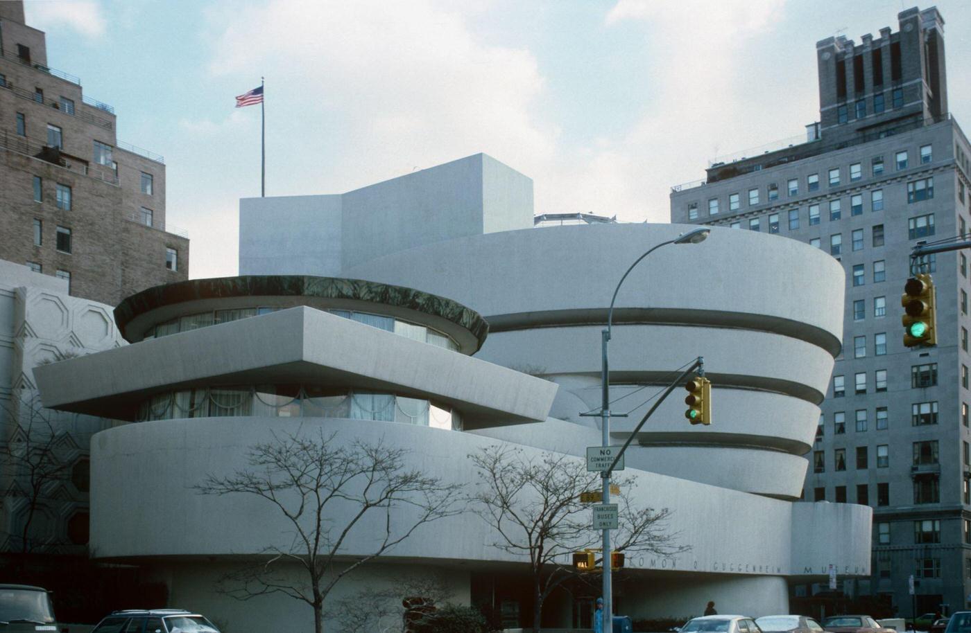 Exterior View of the Guggenheim Museum in Manhattan, 1979.