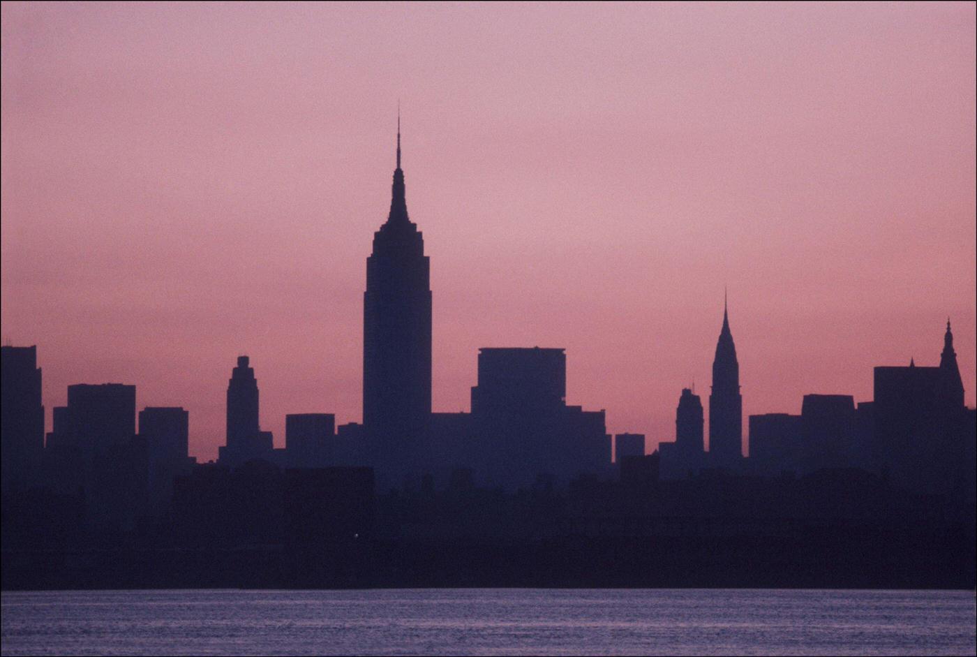 Manhattan Skyline Shows No Lights Due to a Power Blackout, 1977.