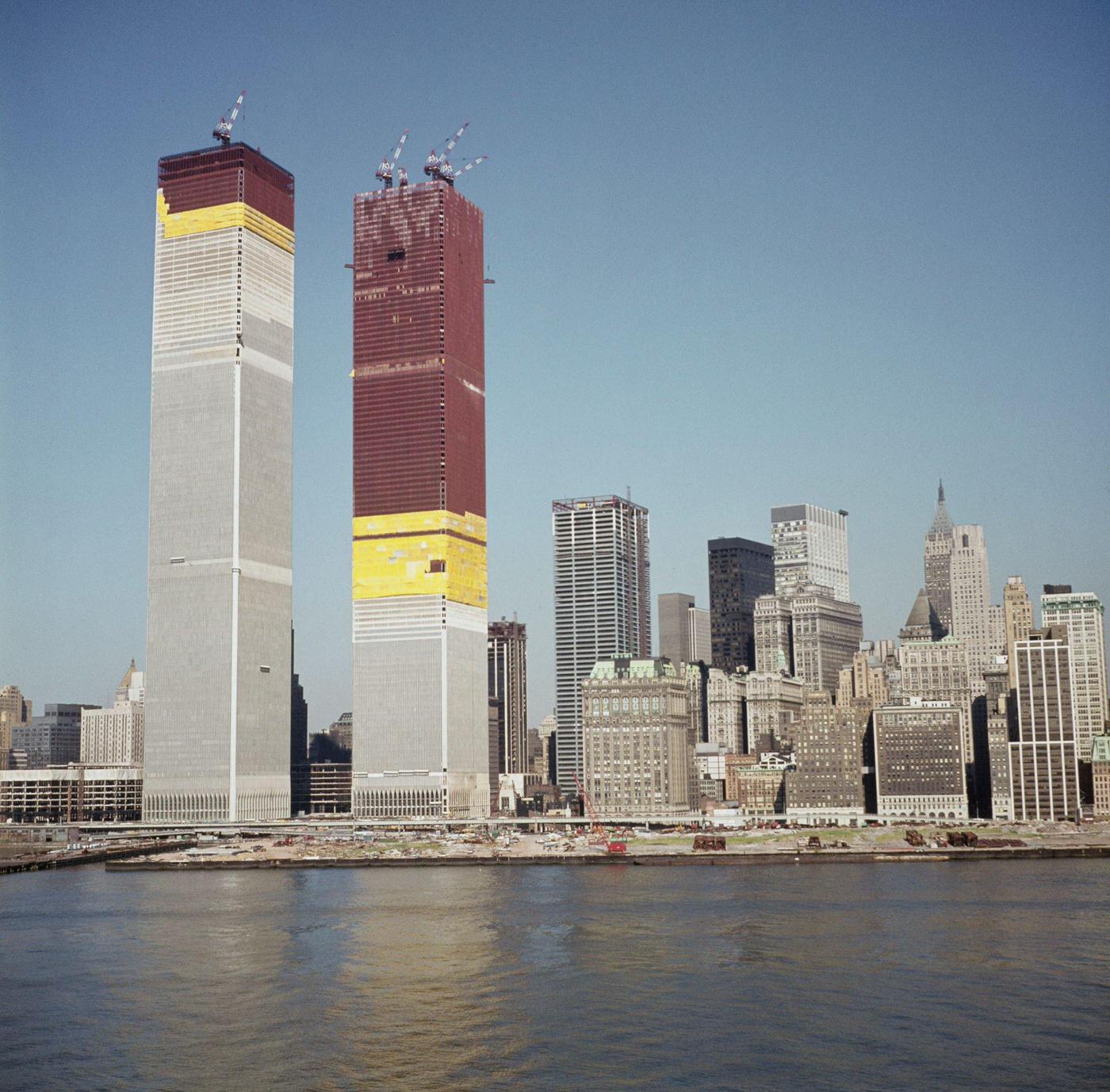 World Trade Center Under Construction in Lower Manhattan, 1971