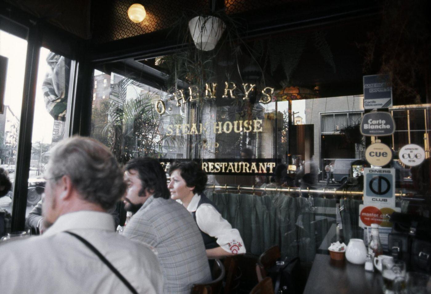 O. Henry's Steak House Restaurant at 4th Street and 6th Avenue, Greenwich Village, Manhattan, 1976