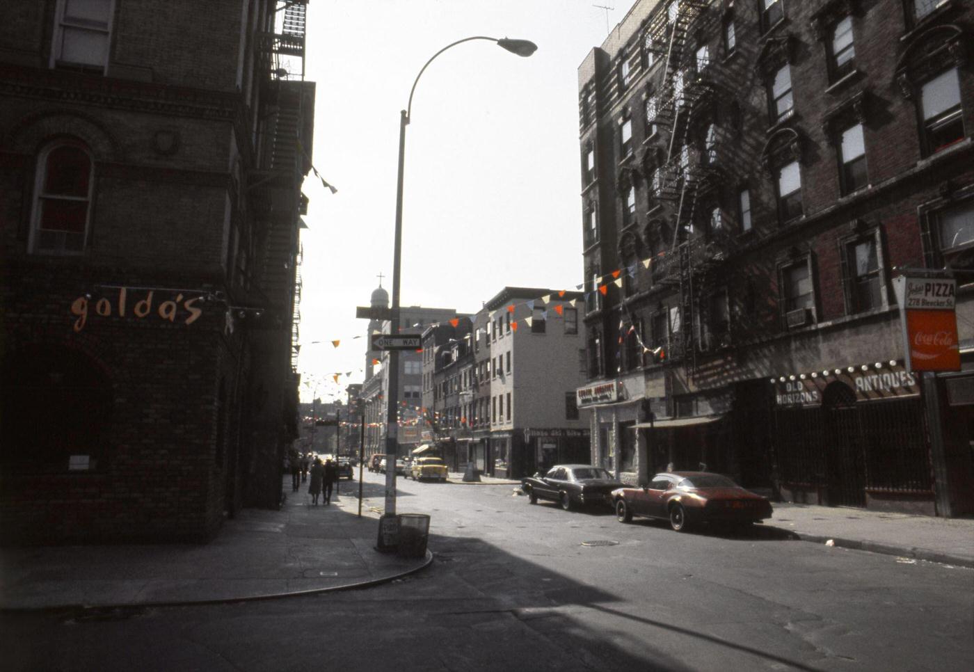 John's Pizza Restaurant at Bleecker Street and Jones Street, Greenwich Village, Manhattan, 1976