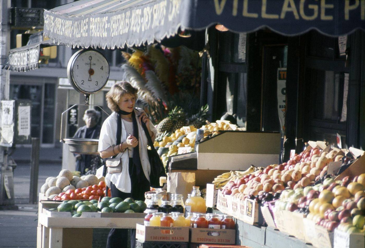 Exterior of Village Produce Fruit and Vegetable Shop, Greenwich Village, Manhattan, 1976