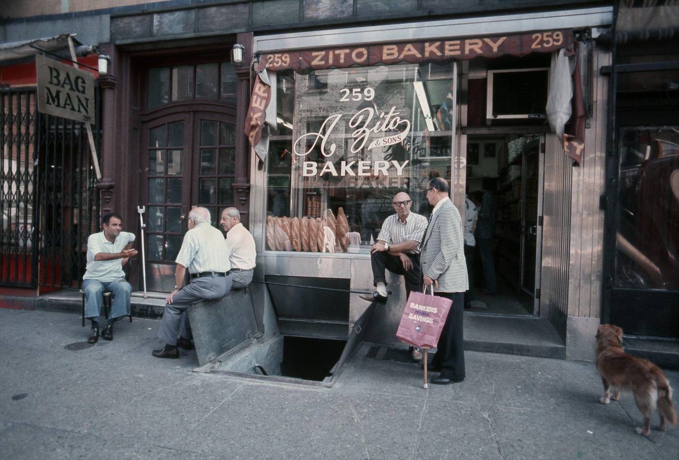 Exterior of A. Zito & Sons Bakery at 259 Bleecker Street, Greenwich Village, Manhattan, 1976