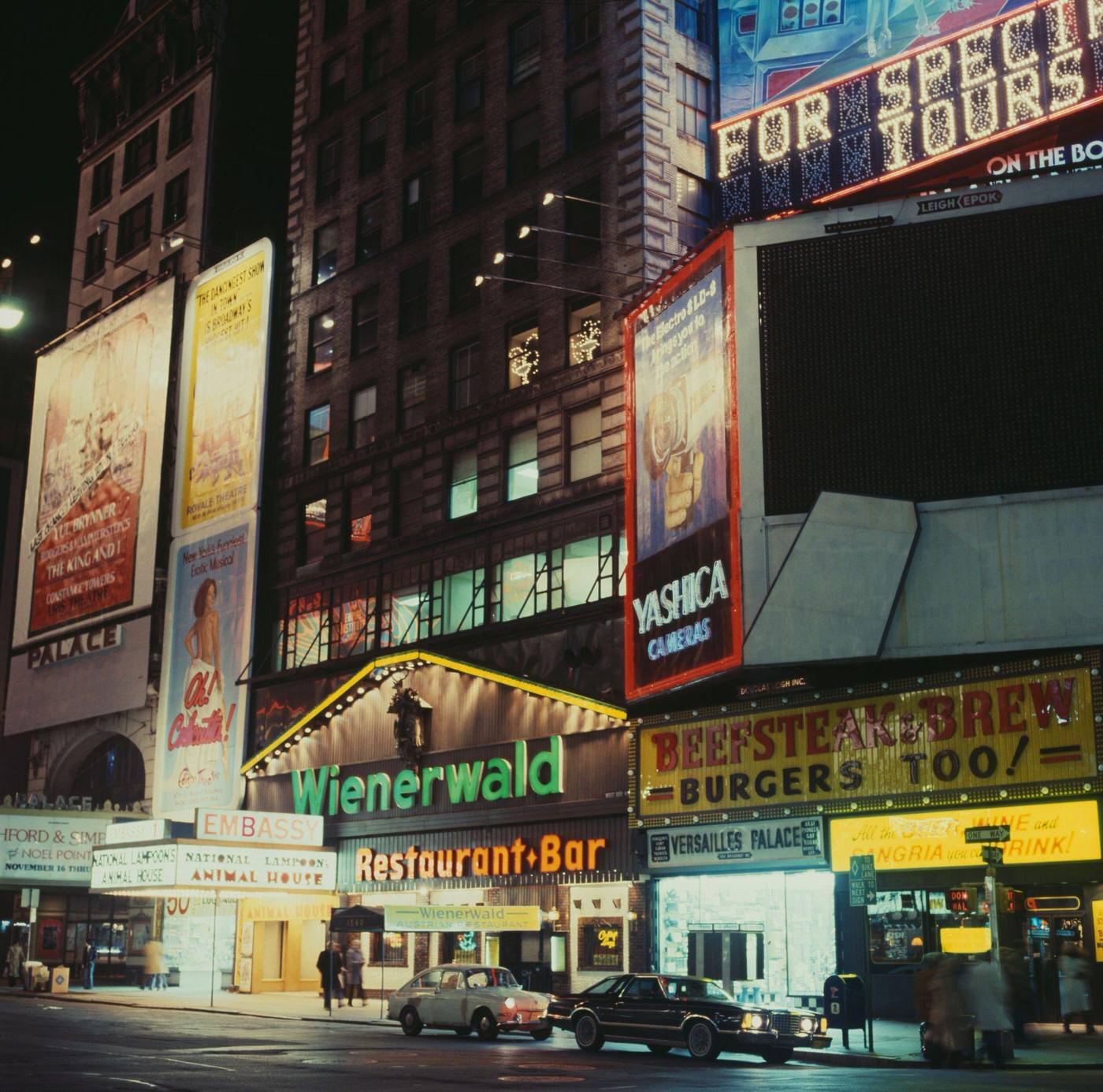 Palace Theatre and Nearby Attractions on Broadway, Manhattan, 1978