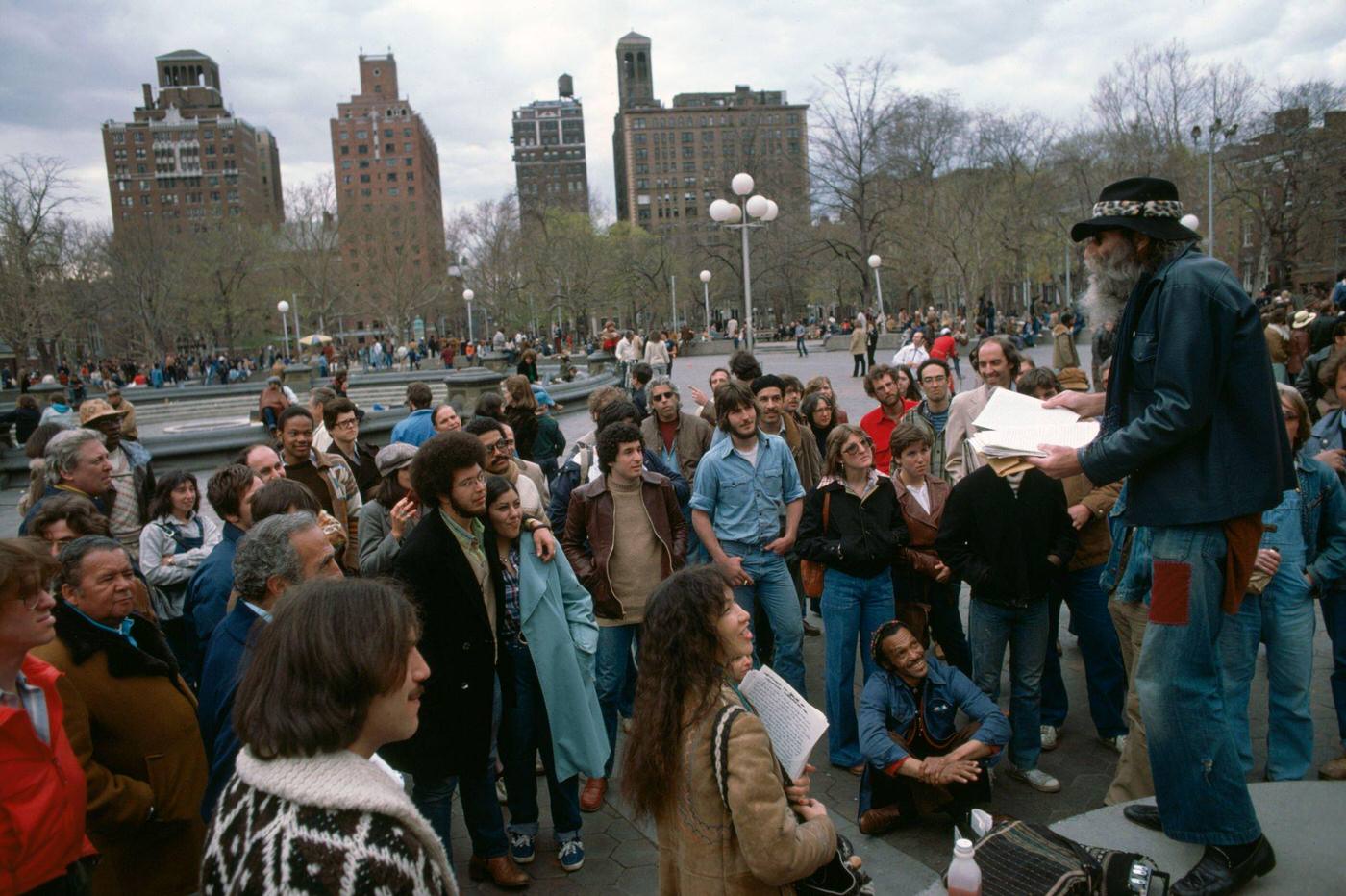 Man Addressing the Crowd at Washington Square, Manhattan, 1978