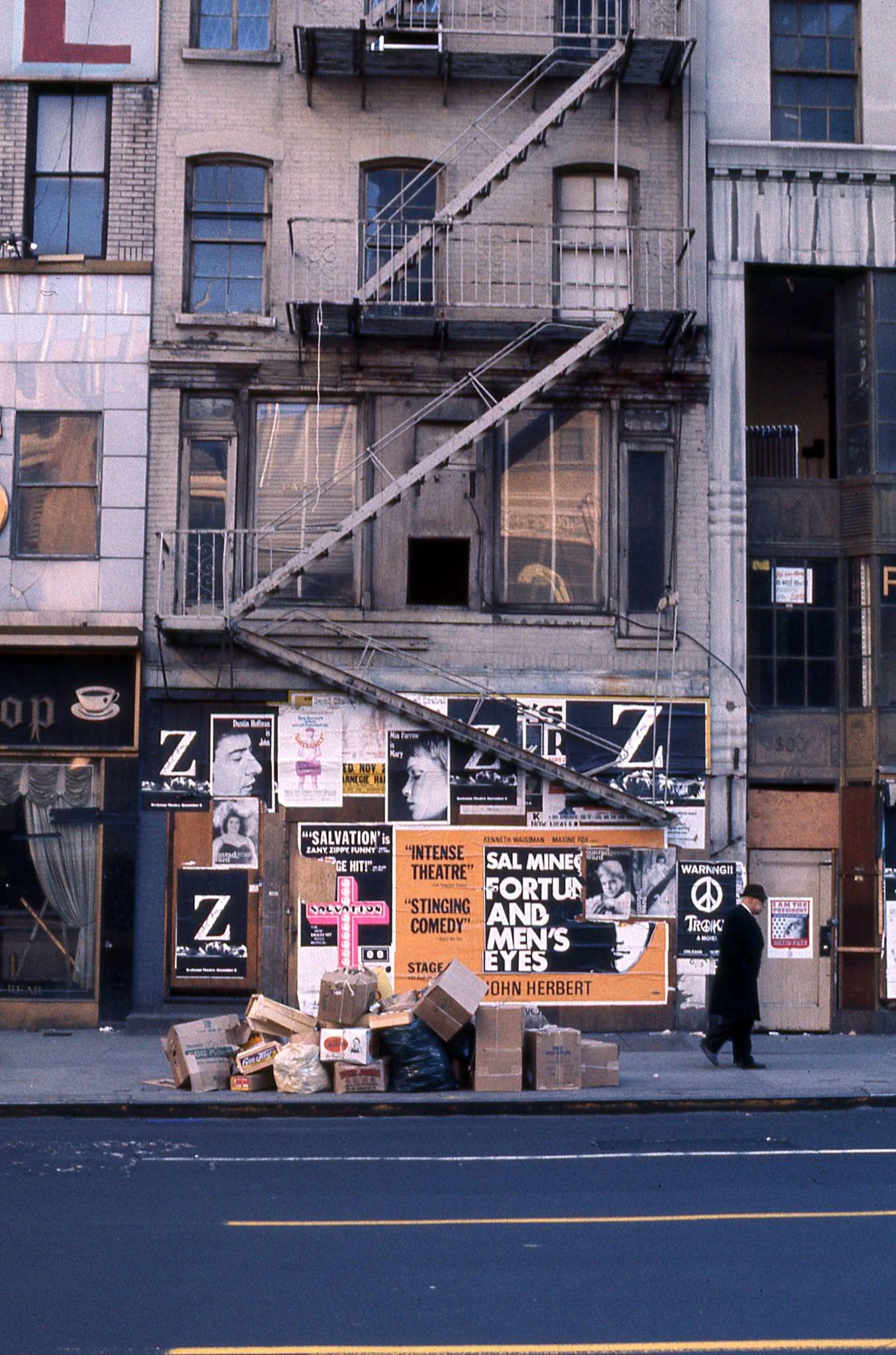 Boarded-up Apartment Building on Manhattan's Lower East Side, 1970.