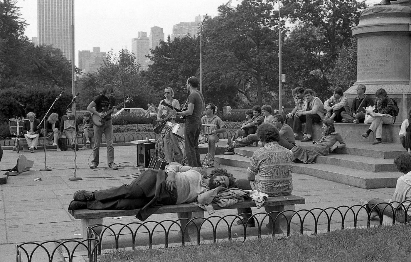 Band Performing In Grand Army Plaza, Manhattan, 1982
