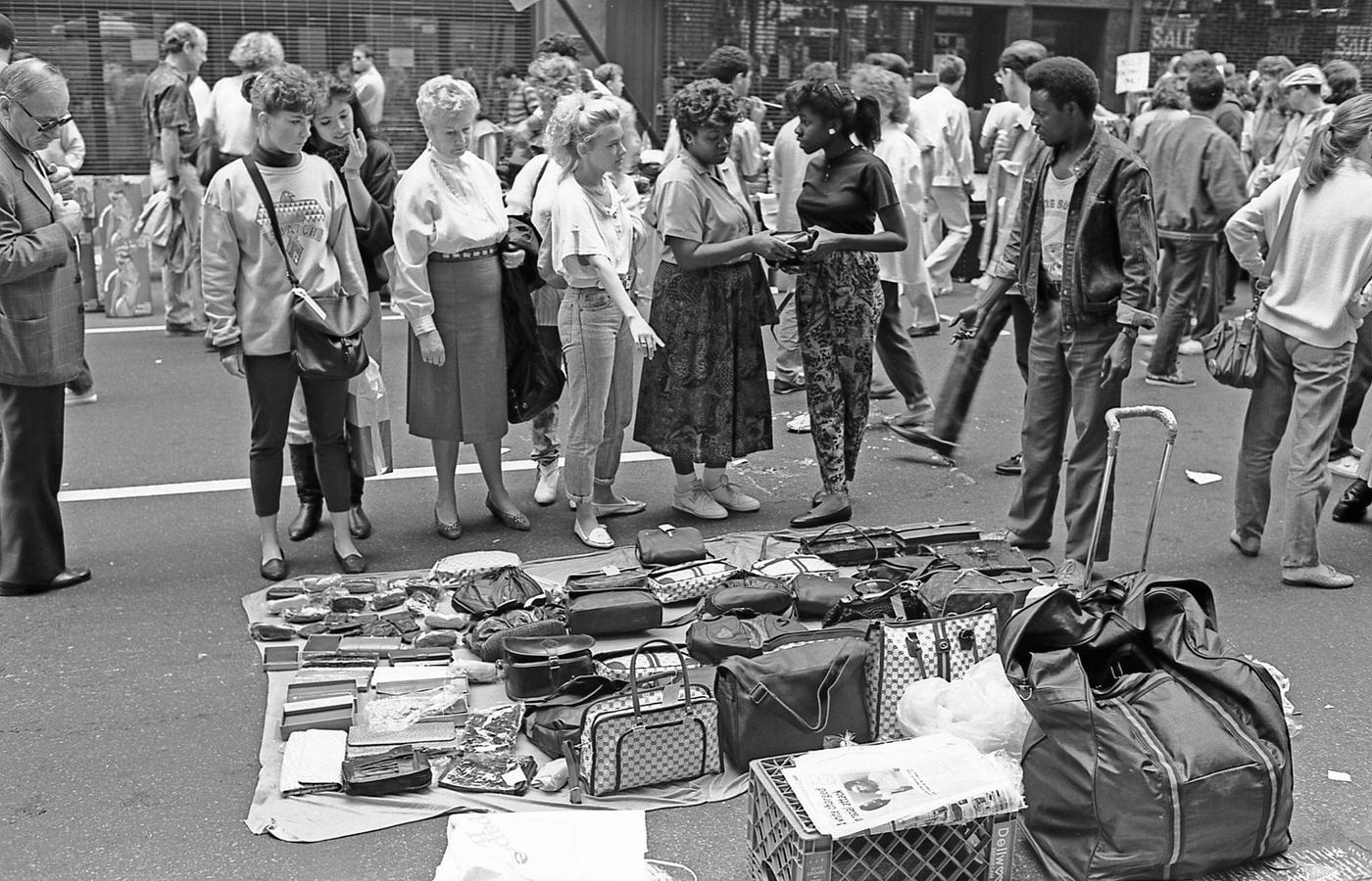 Pedestrians Browsing At The 5Th Avenue Street Fair, Manhattan, 1987
