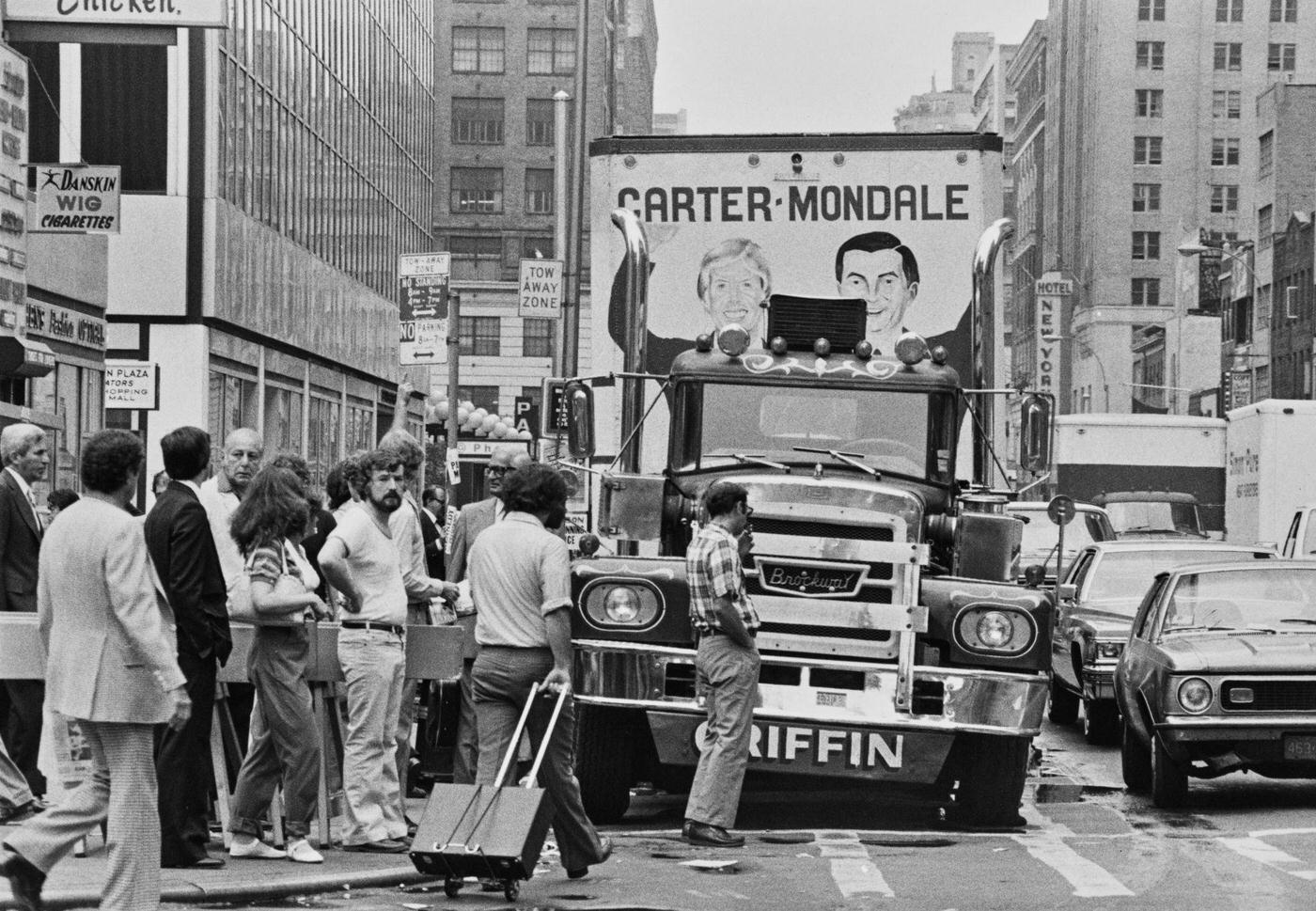 1980 Democratic National Convention, Trailer Truck In Support Of Carter And Mondale On 34Th Street, Manhattan, 1980