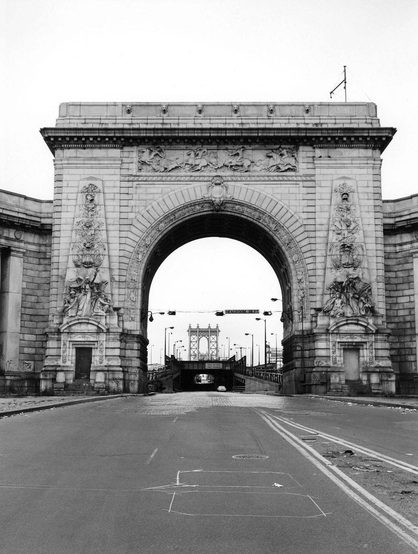 Manhattan Bridge Entrance, Through The Ornate Archway, New York City, 1989