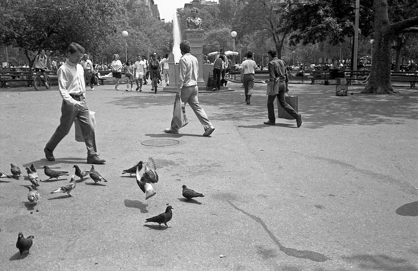 Pedestrians In Washington Square Park, Greenwich Village, Manhattan, 1989