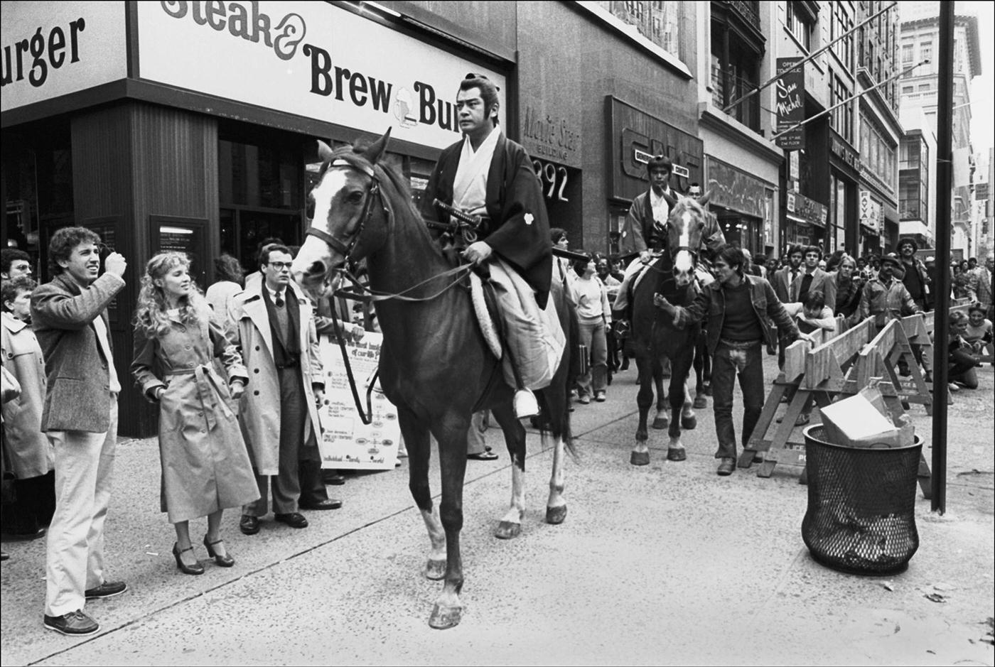 Samurai Warriors Ride Horses Down 5Th Avenue, Part Of A Parade By Joey Skaggs, Manhattan, 1980S