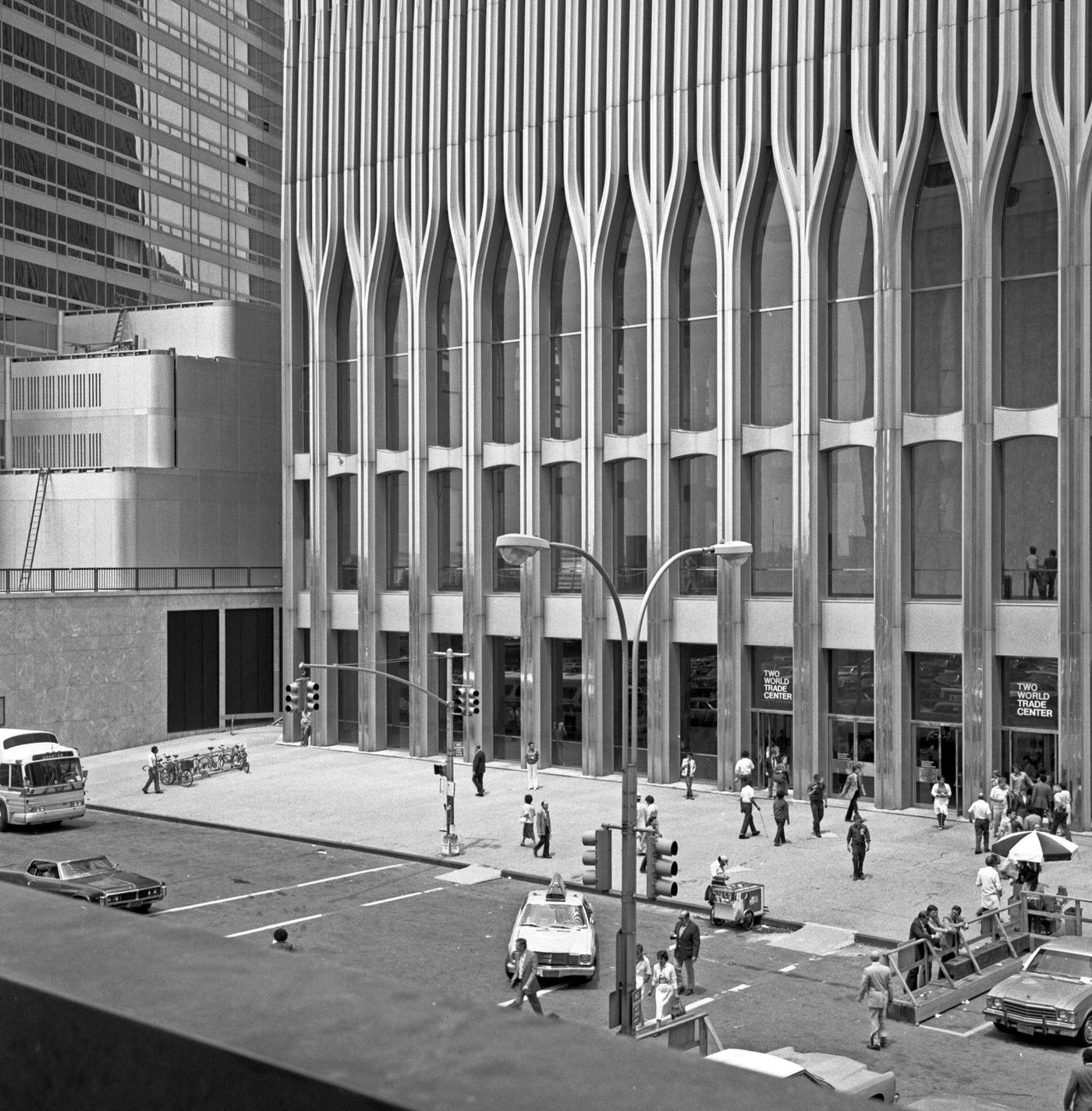 Elevated View Of Two World Trade Center'S South Entrance, Manhattan, 1981