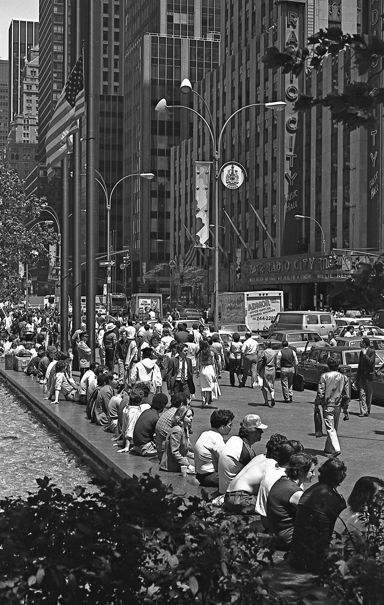 People And Pedestrians On 6Th Avenue Near Radio City Music Hall, Manhattan, 1984
