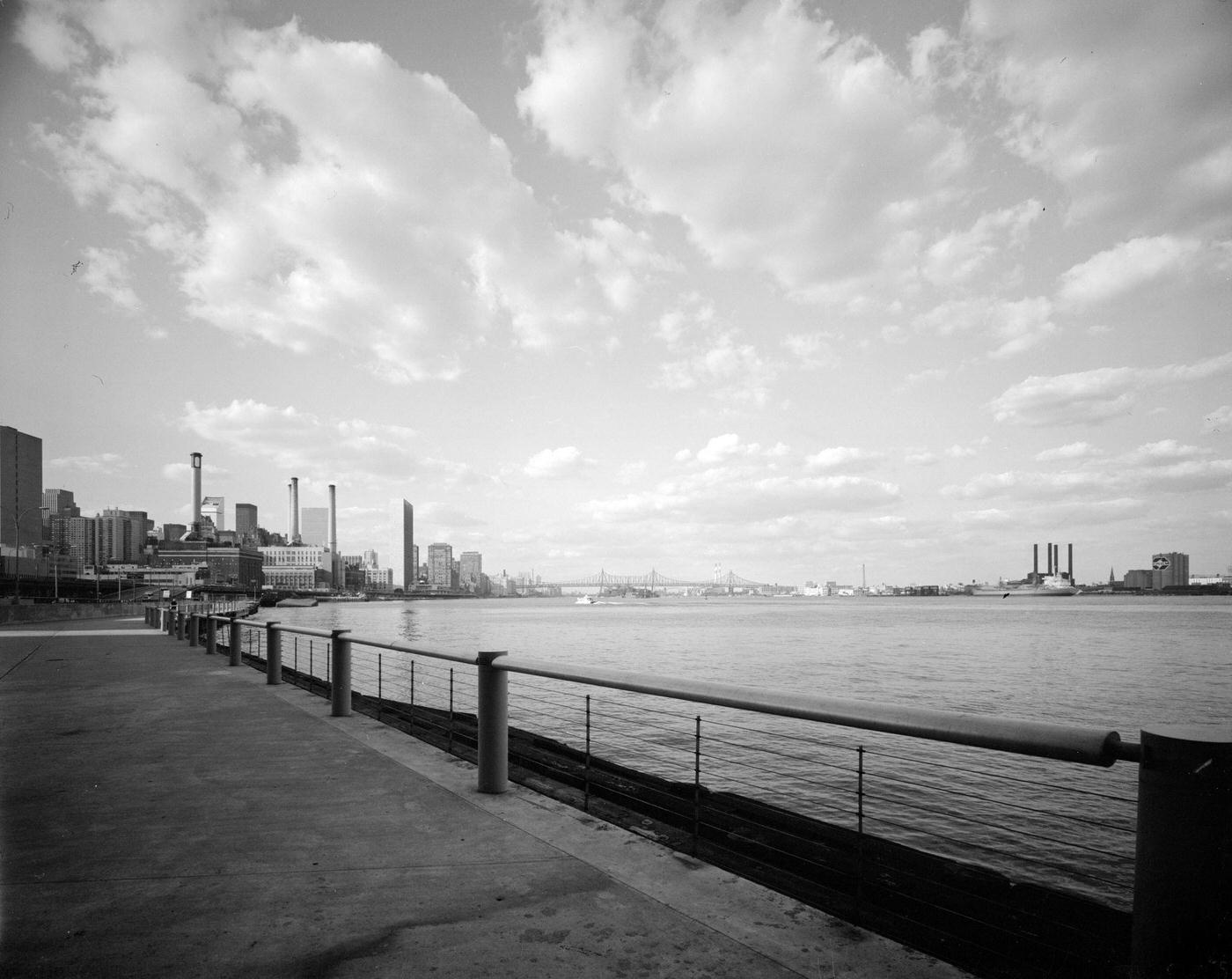 Looking North Over The East River From The East River Esplanade, Manhattan, 1980S