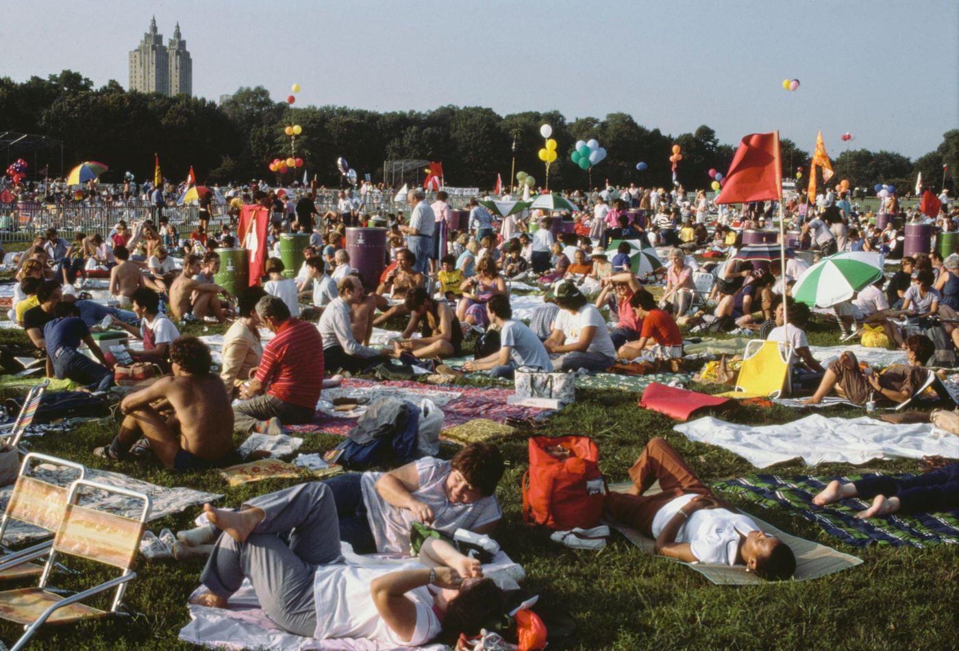 People Gather In Central Park For A Concert, Manhattan, 1984