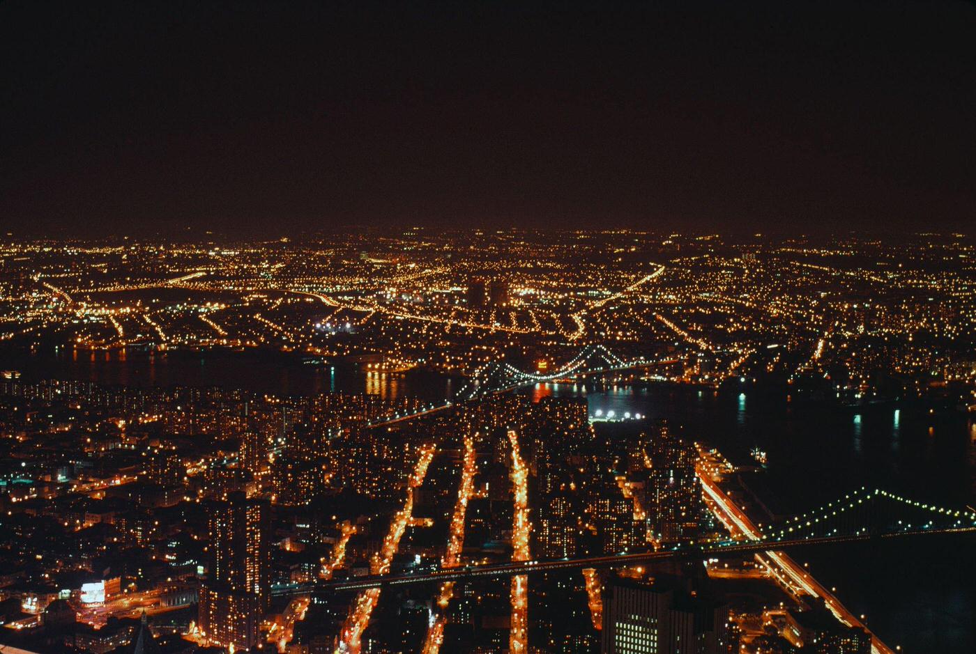 New York At Night, As Seen From The Top Of The World Trade Center, Manhattan, 1987