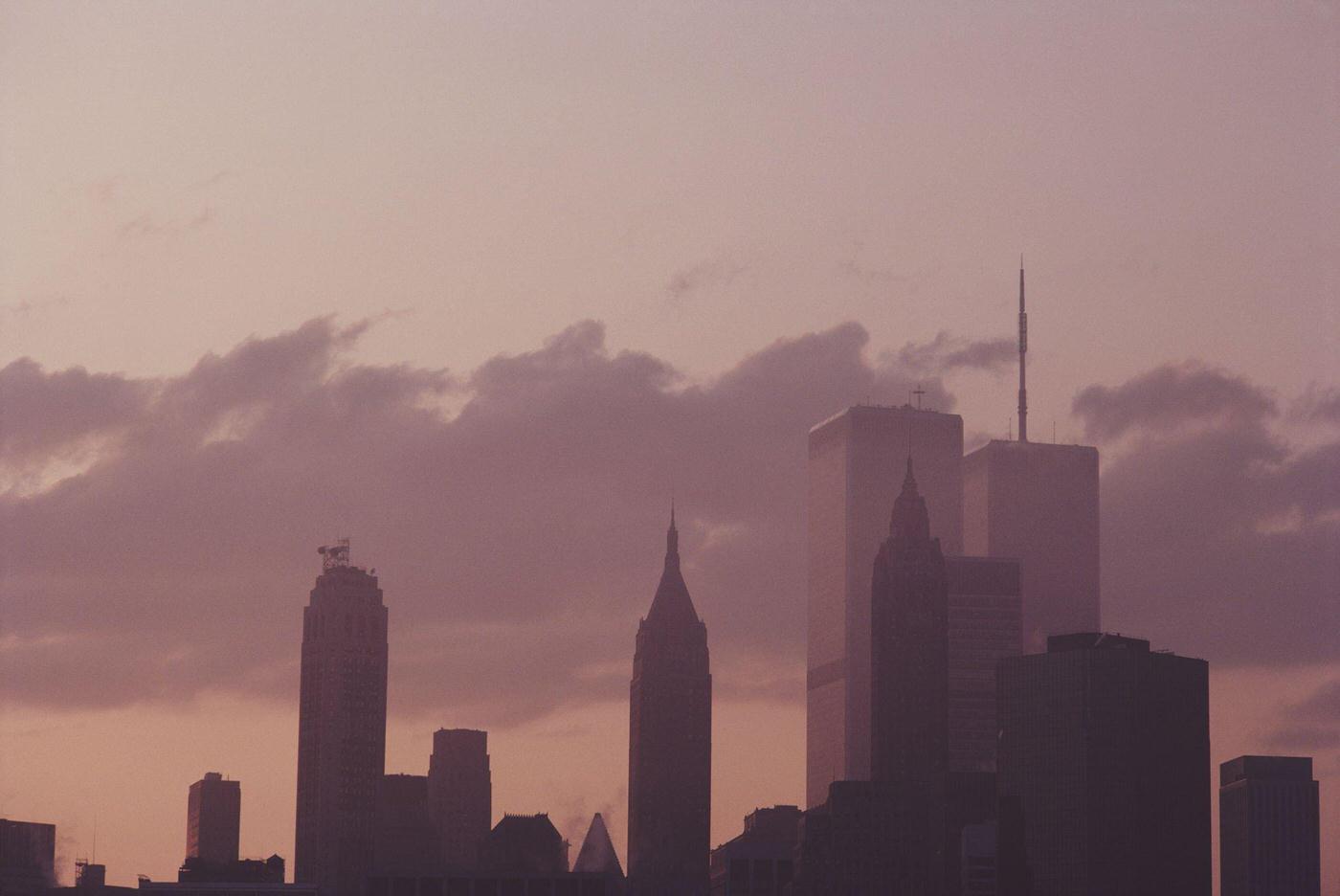 Lower Manhattan At Dusk, Showing The Twin Towers Of The World Trade Center, Manhattan, 1983