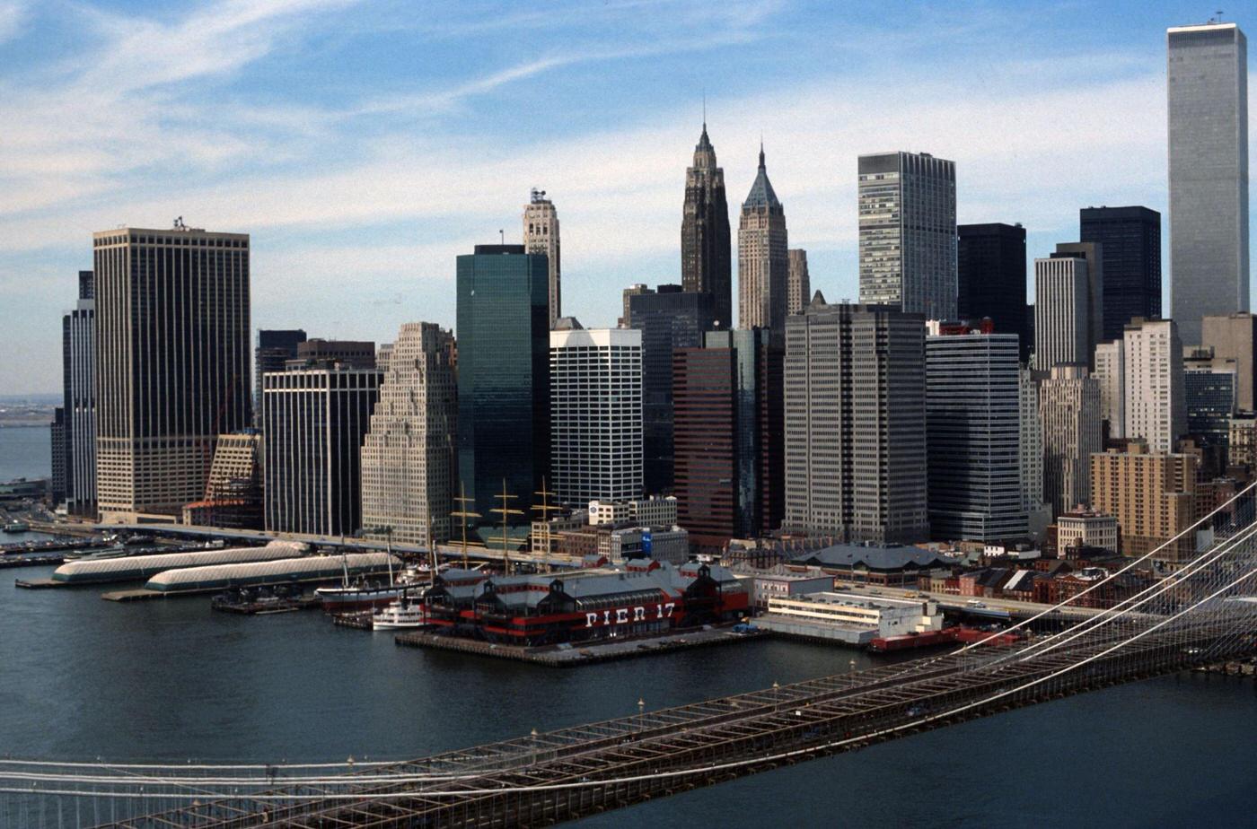 Aerial View Of Lower Manhattan, 1986